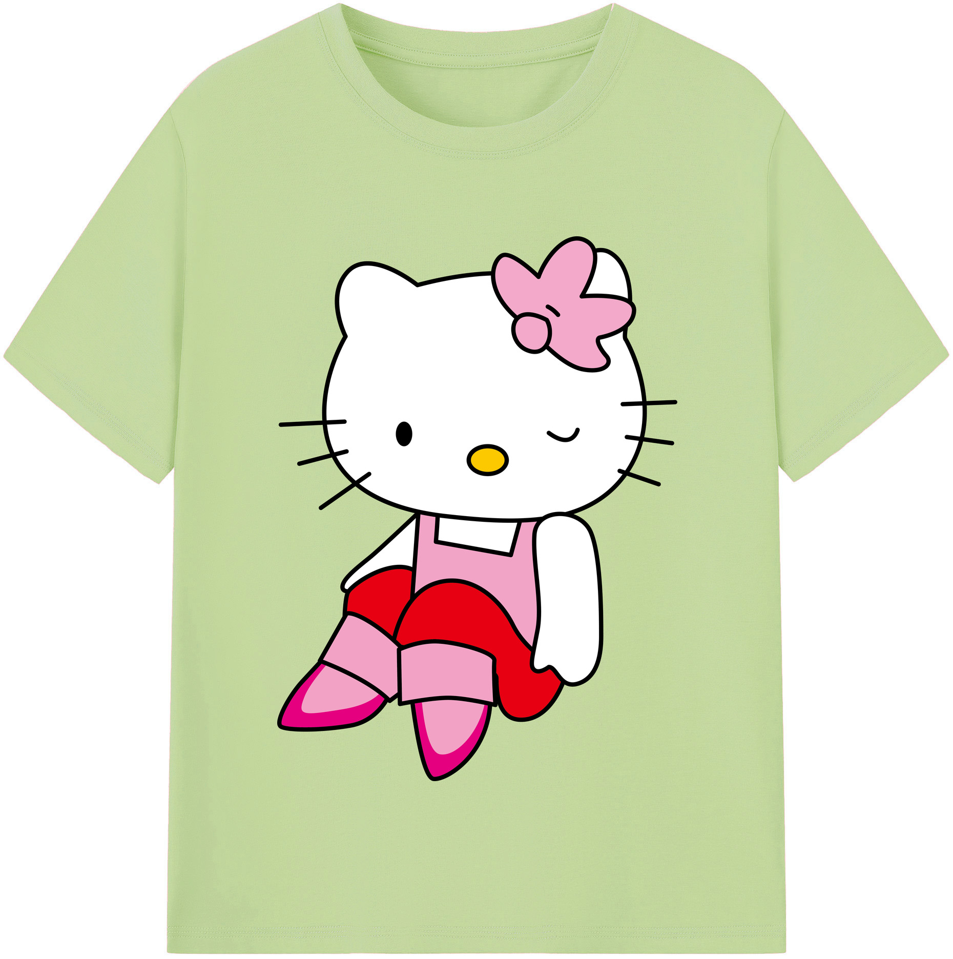 （画像用） Hello Kitty ハローキティ 綿100％半袖Tシャツ（フロントプリント）